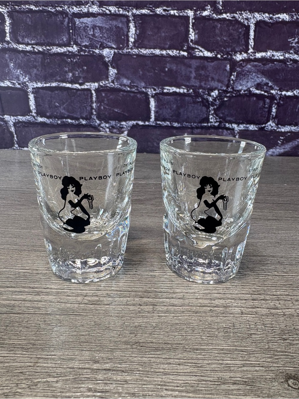 Vintage Set Of  Playboy Bunny Club Key Weighed Shot Glass Leroy Neiman Femlin